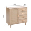 Rattan Buffet Cabinet Storage Sideboard Bar Accent Cabinet 1 Door and 4 Drawers