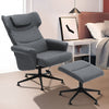 2 Pcs Reclining Armchair with Ottoman Set Swivel Home Furniture PU Leather Grey