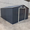 Black Outdoor Lockable Metal Garden Shed Roof Tool Storage Box Room 12x10ft
