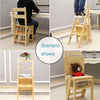 4 Steps Ladder Folding Step Ladder Chair, Bamboo Stool for Storage & Decoration