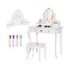 Kids Vanity Table & Stool Set Children Pretend Play Makeup Dressing Desk