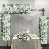 100cm Long Artificial White Peony Flower Row Runner Wedding Arch Top Backdrop