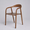 Copenhagen Dining Chair Grey PU Vegan Leather Padded Seat Walnut Curved Frame