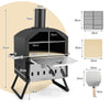 2-layer Outdoor Mini Pizza Oven Portable Wood Fired Pizza Maker w/Cooking Grill