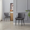 Pair Grey Faux Leather PU Dining Chairs Dining Room Chair Retro Modern Kitchen