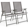 2 Pcs Patio Folding Chairs Outdoor Portable High Back Dining Chairs w/Armrests