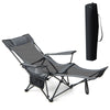 Camping Lounge Chair 2 in 1 Portable Reclining Beach Chair With Footrest