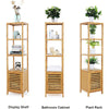 Bamboo Bathroom Cabinet Storage Tall Slim Furniture Toilet Kitchen Cupboard Door