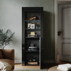 High Gloss Black Display Cabinet Sideboard Cupboard Storage Door with LED Lights