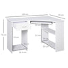 Smart L-Shaped Corner Desk with Storage & Keyboard Tray - Modern White Design
