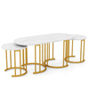 2 Round End Tables and Oval Coffee Table Nesting Coffee Table Set of 3White