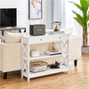 White Console Table with Drawer, 3 Tiers Slim Entryway Table for Living Room