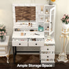 Dressing Table Set with 3 Colours LED Lights Mirror Vanity Makeup Desk 5 Drawer