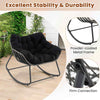 Rocking Chair Oversized PE Wicker Egg Chair (Set of 2) w/Removable Cushion-Black