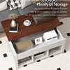 Lift Up Coffee Table Rising Center Table with 3 Cubes & Lift Top-White