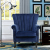 Queen Anne Velvet Upholstered Oyster High Back Wingback Armchair Tub Chair Sofa