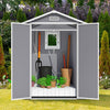 6x4.4FT Grey Plastic Shed Outdoor Garden Tools Storage House with 2 Doors Window