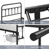 3Ft Single Bed Frame Vintage Iron Platform Bed with High Headboard and Footboard