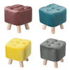 Square Footstool Toddler Stool Padded Chair Pouffe Buttoned Seat Wooden 4 Legs