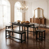 Wooden Dining Table with Stools Benches 120-160cm Extending Kitchen Dining Table