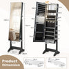 Freestanding Jewelry Armoire Lockable Jewelry Mirror Cabinet w/3-Color Led Light
