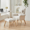 Beige Lazy Chair with Footstool Relax Lounge Chair Accent Armchair Sofa Chair