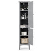 5-Tier Bathroom Floor Cabinet Tall Narrow Storage Cabinet Organizer w/Doors