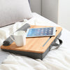 Wood Desk Portable Laptop Desk Tray Knee Pillow Table Ipad Slot Writing Table