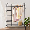 Metal Double Clothes Rail Garment Hanging Rack Shelf Display Shoe Stand w/ Hooks