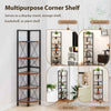 160cm Tall Corner Storage Shelves Display Rack X-shaped Brackets-Coffee
