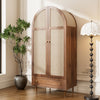 Wardrobe wtih Walnut Look, Fabric Doors & Drawer - 79x50x175 cm Clothes Cabinet