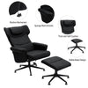 Padded PU Leather Manual Reclining Swivel Armchair Sofa Chair w/ Footstool Black