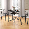 3-Piece Dining Table Set Kitchen Table and Chairs-Black