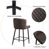 2 Pcs Faux Leather Bar Stools Diamond Seat Dining Room Chairs Metal Legs