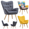 Fabric Armchair High Back Buttoned Upholstered Sofa Accent Chair with Foot Stool