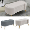 Curly Velvet Faux Fur Bench Padded Footstool Entryway Seat with Gold Metal Legs