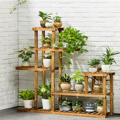 5 Tier Wooden Flower Plant Pot Shelf Stand Garden Terrace Florist Display Rack