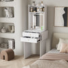 Modern Dressing Vanity Table with LED Light Mirror Fold-up Side Panel 2 Drawers