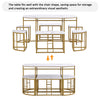 Kitchen Table Set Dining Table and 6 Chairs Set in Marble Effect Space Saving