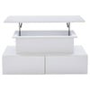 Lift Top LED Coffee Table with Storage Drawer Wooden Living Room Furniture White