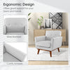 Modern Accent Chair Upholstered Linen Fabric Armchair w/ Cushion