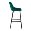 2Pcs Green Bar Stools Velvet Breakfast Pub Chair Kitchen Shape V Design