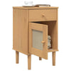 Bedside Cabinet SENJA Rattan Brown 40x35x65 Solid Wood Pine R9Z6