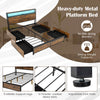 King Size Bed Frame Metal Platform Bed Industrial LED Bed Frame