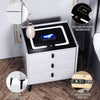 3 Charging Nightstand Side Bedside Cabinet Drawers LED Table with White Wireless
