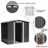 Galvanised Metal Garden Storage Shed Apex Pent Roof Window Frame Shed Anthracite