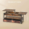Lift Top Coffee Table Wood with Storage Shelf 2 Drawers for Living Room
