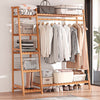 Heavy Duty Wooden Clothes Rail Rack Garment Hanging Stand Corner Open Wardrobe