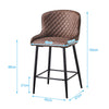 2 pcs Faux Leather / Velvet Bar Stools Diamond Design Soft Upholstered Seat Back