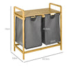 Bathroom Bamboo Laundry Basket Hamper Cloth Pull Out Bag Top Shelf Storage Unit